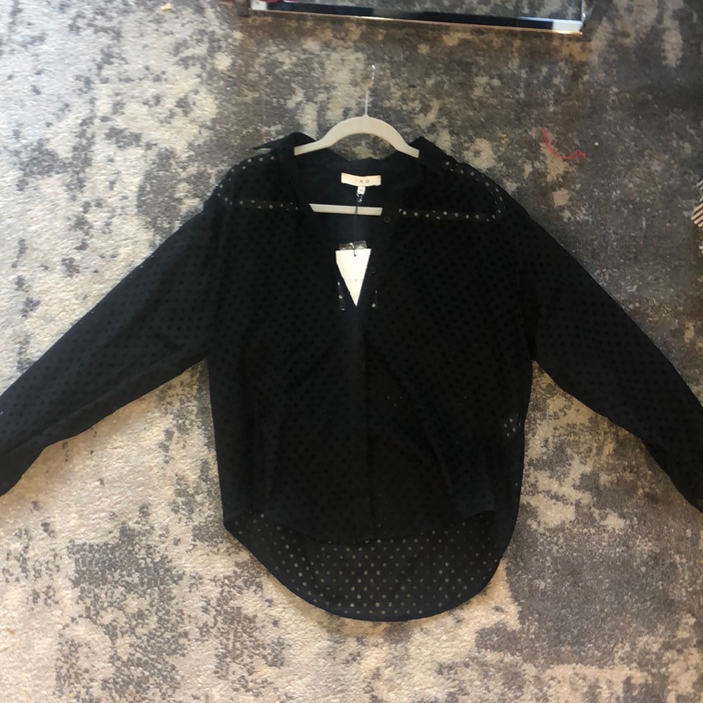 IRO Black polka dot button down